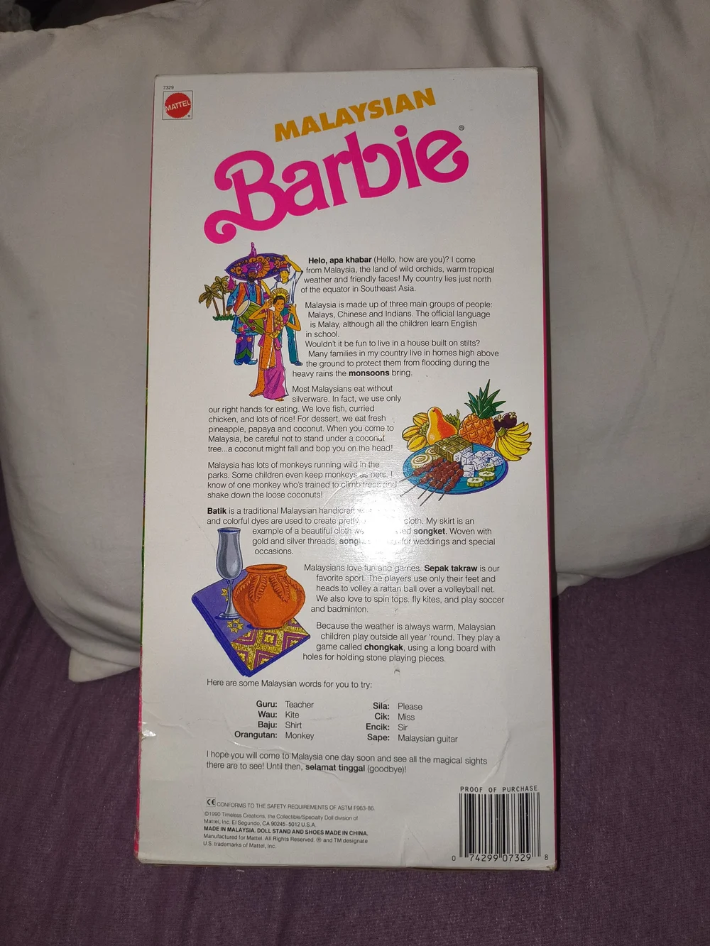 Barbie Malaysian Doll in Pink and Purple Traditional Gown